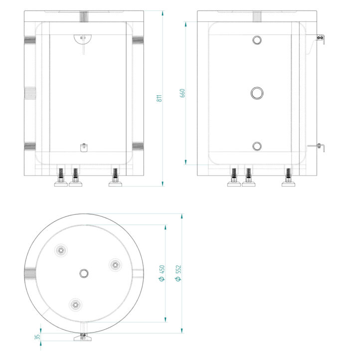 Uzkrāšanas tvertne 100 L. Pie sienas un regulējamām kājām. Iztukšošanas izpārdošana! - Image 2